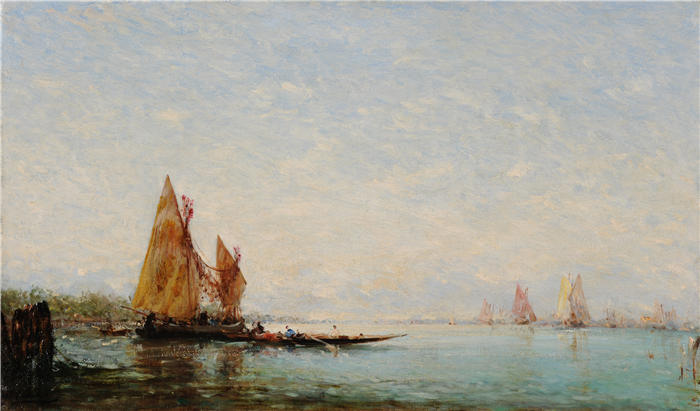 费利克斯·齐姆（Félix Ziem，法国画家）高清作品-《海洋（君士坦丁堡）（1890 年之前）》