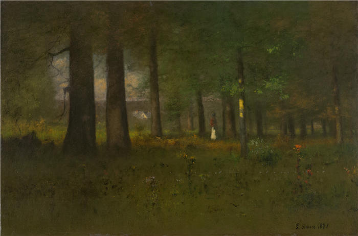 乔治·英尼斯 (George Inness,美国画家)高清油画作品-《森林边缘 (1891)》