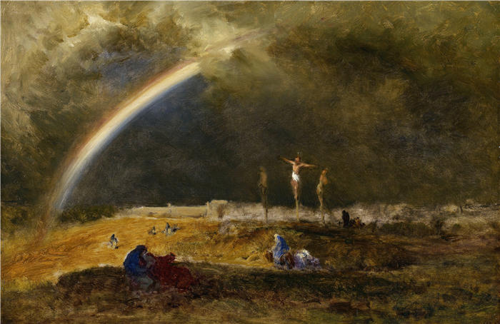 乔治·英尼斯 (George Inness，美国画家)高清油画作品-《各各他的胜利（约 1874 年）》