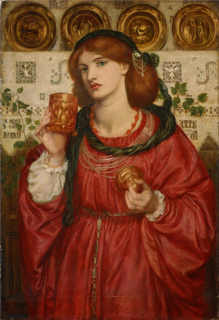 但丁·加布里埃尔·罗塞蒂（Dante Gabriel Rossetti，英国画家）作品高清下载-《爱心杯》