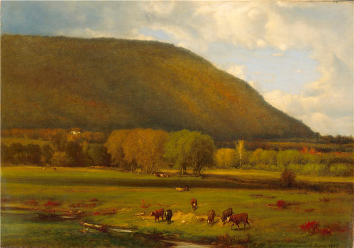 乔治·英尼斯 (George Inness，美国画家)高清油画作品-《哈德逊河谷 (1867)》