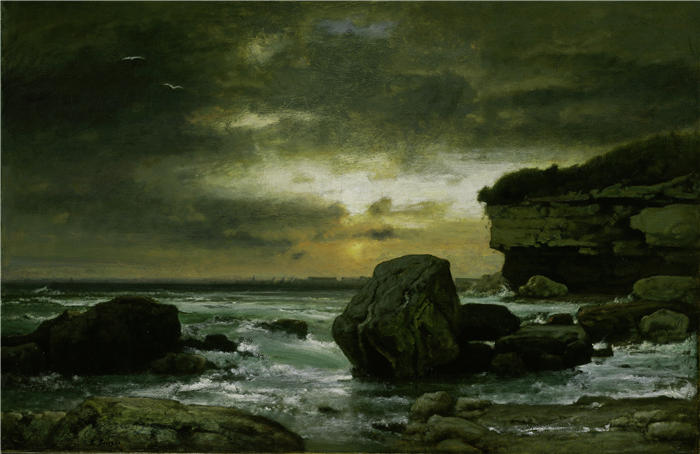 乔治·英尼斯 (George Inness，美国画家)高清油画作品-《一名海军陆战队员（约 1874-75 年）》