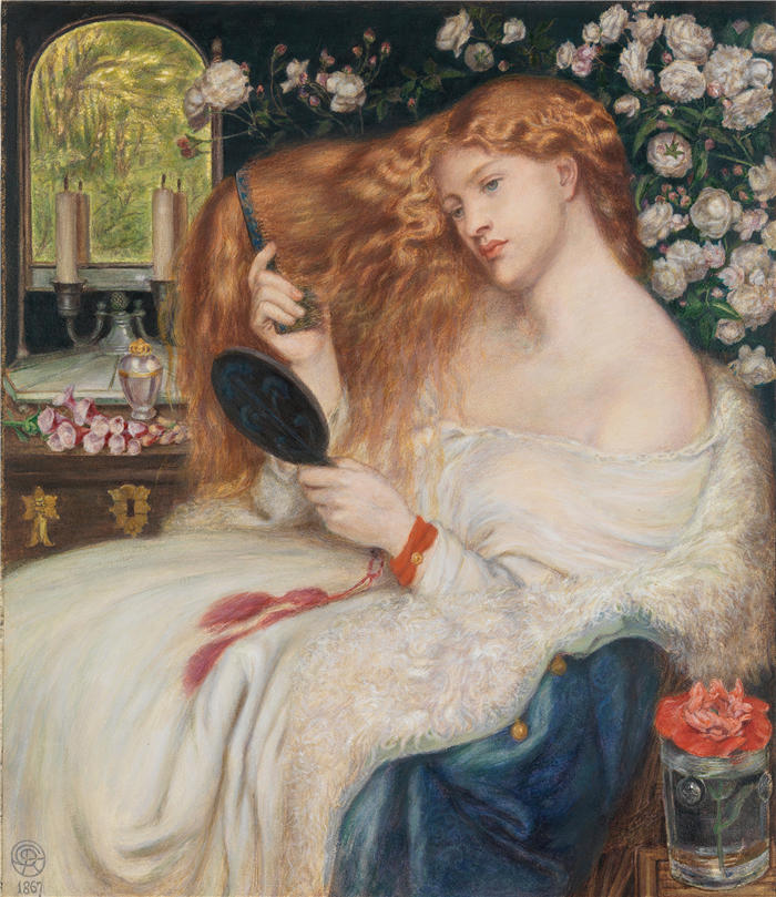 但丁·加布里埃尔·罗塞蒂(Dante Gabriel Rossetti,英国画家)作品高清下载-《莉莉丝夫人 (1867)》