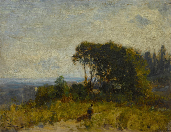 费利克斯·齐姆（Félix Ziem，法国画家）高清作品-《巴比松环境 (1850-1860)》