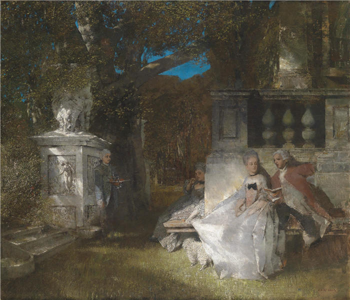 阿尔伯特·冯·凯勒（Albert von Keller，德国画家）高清作品-《公园里的加兰特风景》