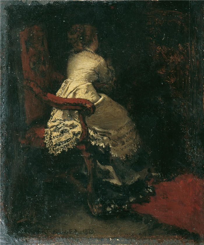阿尔伯特·冯·凯勒(Albert von Keller,德国画家)高清作品-《主席夫人(1876)》
