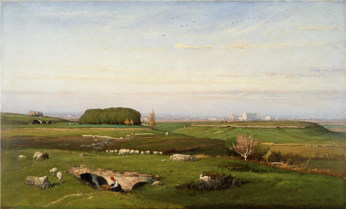 乔治·英尼斯 (George Inness，美国画家)高清油画作品-《在罗马坎帕尼亚 (1825–1894)》