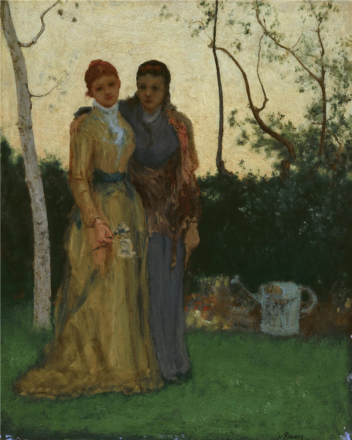 乔治·英尼斯 (George Inness，美国画家)高清油画作品-《姐妹 (1882)》