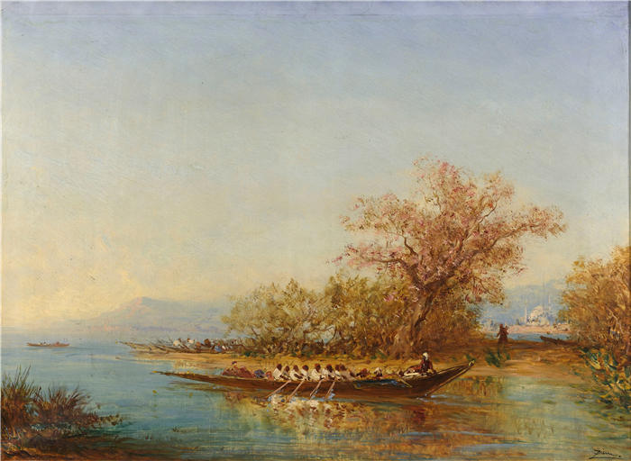 费利克斯·齐姆（Félix Ziem，法国画家）高清作品-《博斯普鲁斯海峡 (1880 -1900)》