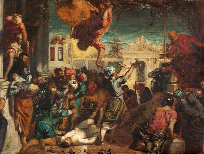 费利克斯·齐姆（Félix Ziem，法国画家）高清作品-《奴 隶的奇迹（1850-1855）》