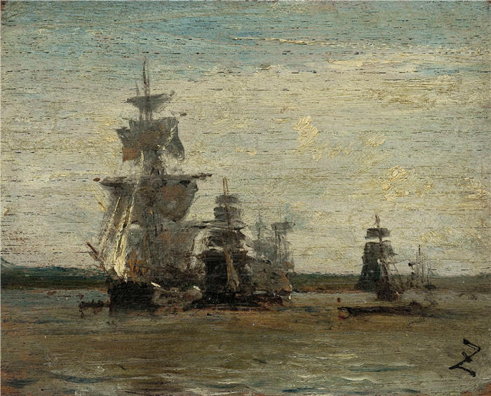 费利克斯·齐姆（Félix Ziem，法国画家）高清作品-《舰队 (1850-1860)》