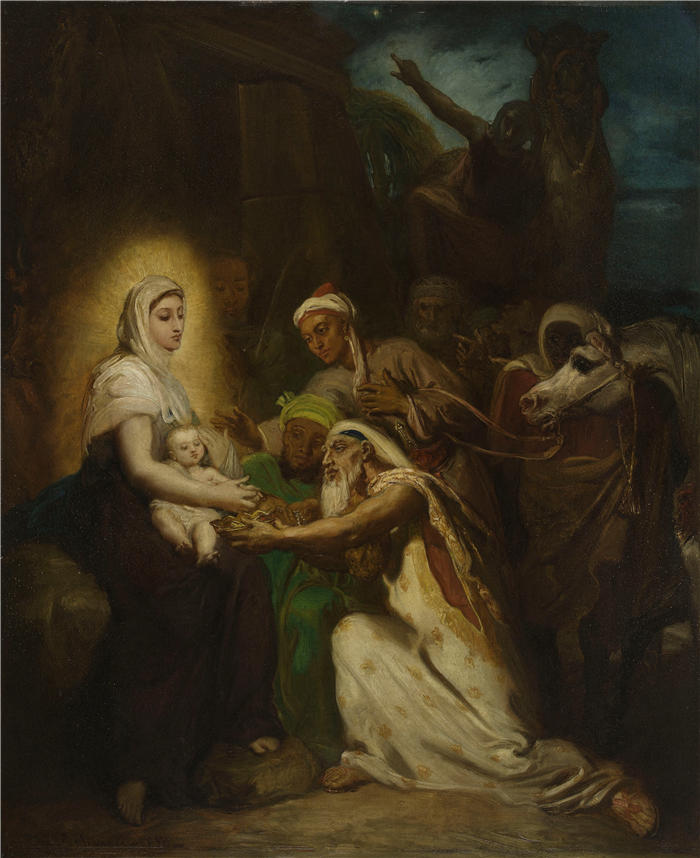 泰奥多尔·夏塞里奥（Theodore Chasseriau，法国画家）高清作品-《贤士的崇拜 (1856)》