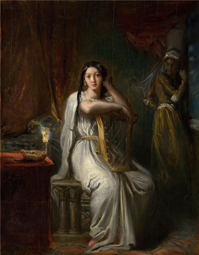 泰奥多尔·夏塞里奥(Theodore Chasseriau,法国画家)高清作品-《苔丝狄蒙娜(柳树之歌)(1849)》