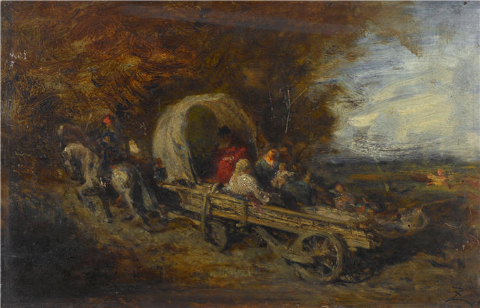 费利克斯·齐姆（Félix Ziem，法国画家）高清作品-《战车 (1843 - 1844)》