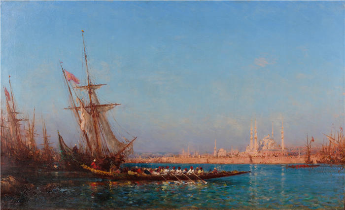 费利克斯·齐姆（Félix Ziem，法国画家）高清作品-《伊斯坦布尔的视图》