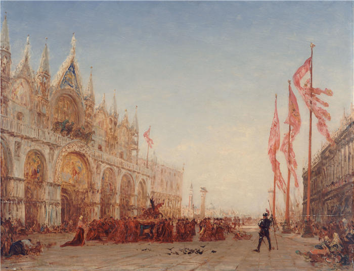 费利克斯·齐姆（Félix Ziem，法国画家）高清作品-《威尼斯，圣乔治（1870）》