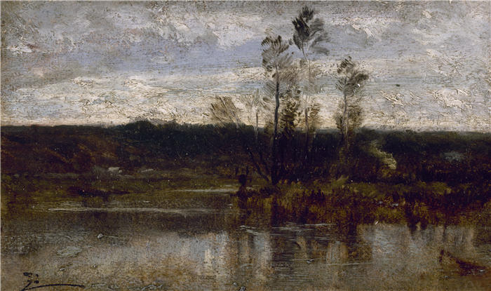 费利克斯·齐姆（Félix Ziem，法国画家）高清作品-《河床（1850-1860）》