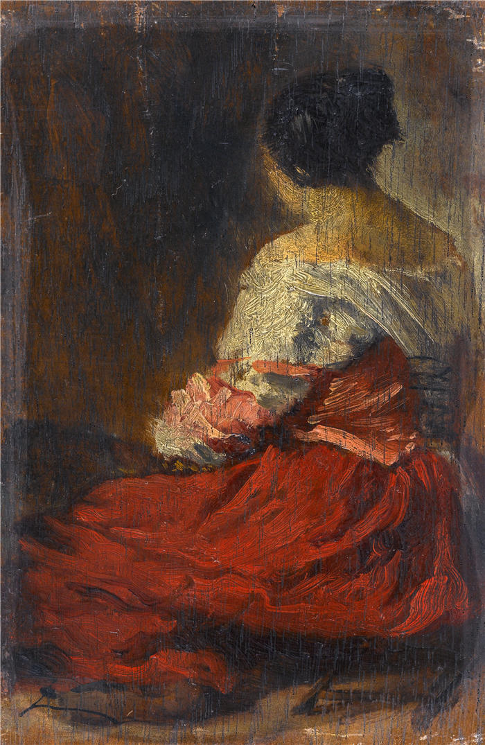 费利克斯·齐姆（Félix Ziem，法国画家）高清作品-《胭脂红 (1845-1848)》