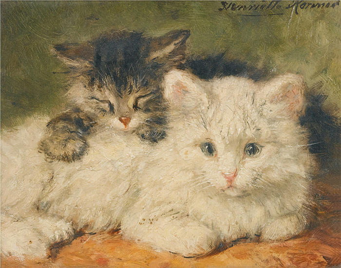 亨利埃特·罗纳-克尼普（Henriëtte Ronner-Knip，荷兰画家）高清作品-《两只小猫》