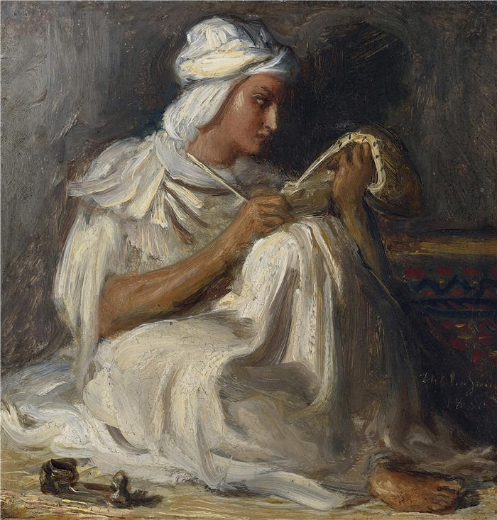 泰奥多尔·夏塞里奥（Theodore Chasseriau，法国画家）高清作品-《小塔勒布（阿拉伯诗人）（1850 年）》