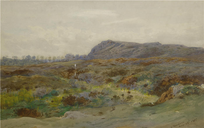 阿奇博尔德·索伯恩(Archibald Thorburn,苏格兰画家)高清作品-《荒地景观》