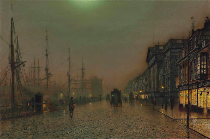 约翰·阿特金森·格里姆肖(John Atkinson Grimshaw,英国画家)高清作品-《Reekie, 格拉斯哥(1)》