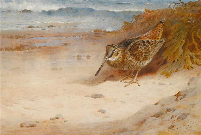 阿奇博尔德·索伯恩(Archibald Thorburn,苏格兰画家)高清作品-《饥饿无家可归(1908)》