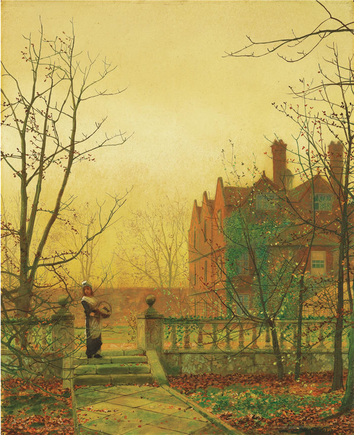 约翰·阿特金森·格里姆肖（John Atkinson Grimshaw，英国画家）高清作品-《秋金（1880）》
