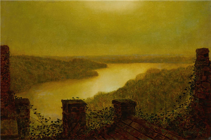 约翰·阿特金森·格里姆肖（John Atkinson Grimshaw，英国画家）高清作品-《朗德海湖 (1993)》