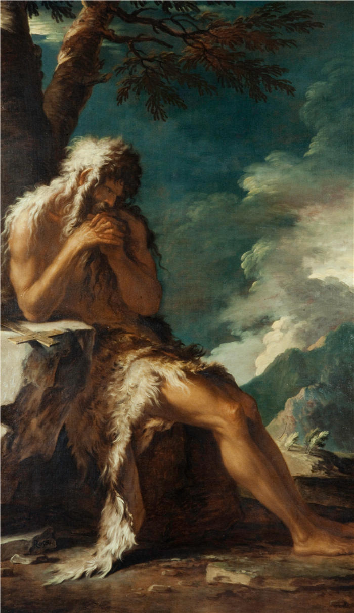 萨尔瓦多·罗萨（Salvator Rosa，意大利画家）高清作品-《圣汉弗莱（Onuphrius）（约 1660 年）》