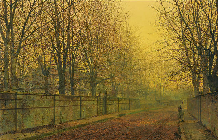 约翰·阿特金森·格里姆肖（John Atkinson Grimshaw，英国画家）高清作品-《金色的秋天 (1884)》