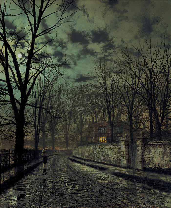 约翰·阿特金森·格里姆肖（John Atkinson Grimshaw，英国画家）高清作品-《十一月（1879 年）》