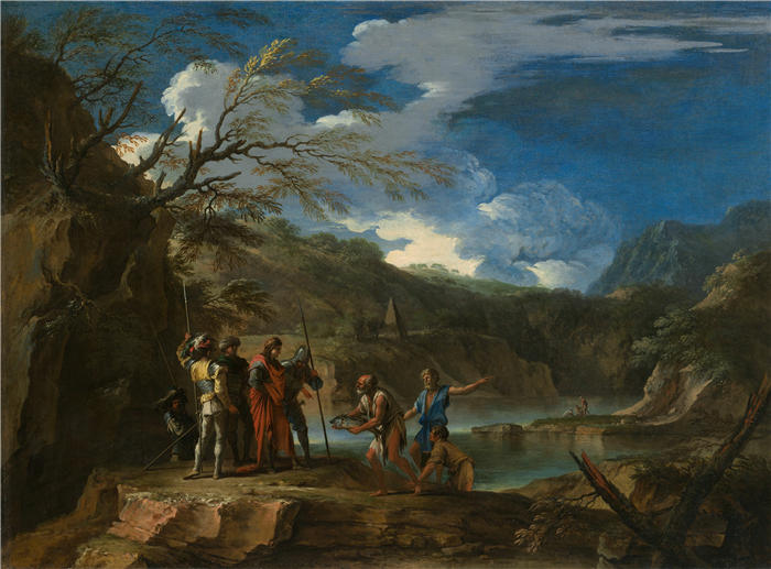 萨尔瓦多·罗萨（Salvator Rosa，意大利画家）高清作品-《波利克拉底斯和渔夫（约 1664 年）》
