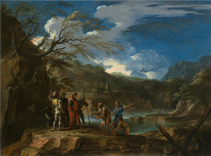 萨尔瓦多·罗萨(Salvator Rosa,意大利画家)高清作品-《波利克拉底斯和渔夫(约 1664 年)》