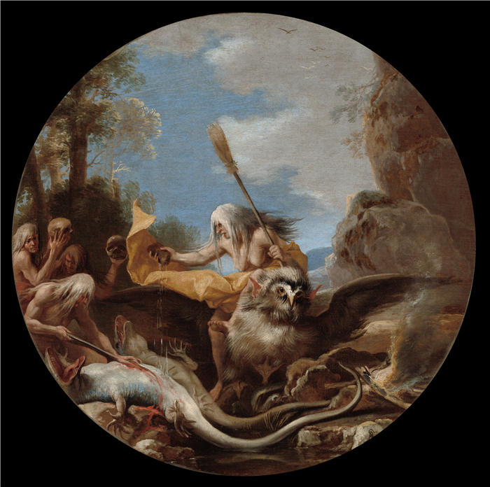 萨尔瓦多·罗萨(Salvator Rosa,意大利画家)高清作品-《巫术场景,白天(c. 1645-1649)》