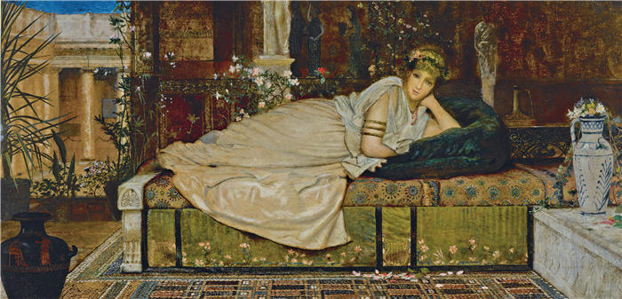 约翰·阿特金森·格里姆肖（John Atkinson Grimshaw，英国画家）高清作品-《古典室内的女士（1874）》