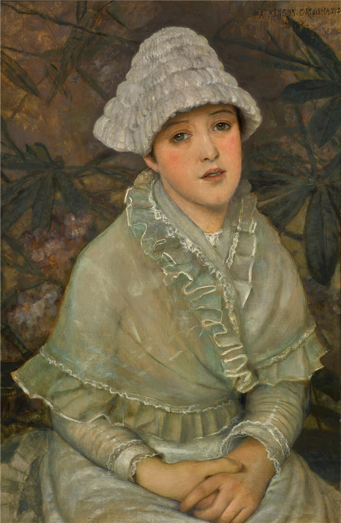 约翰·阿特金森·格里姆肖（John Atkinson Grimshaw，英国画家）高清作品-《我的小白玫瑰（1882）》