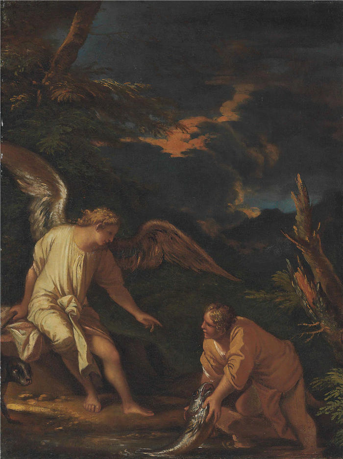 萨尔瓦多·罗萨（Salvator Rosa，意大利画家）高清作品-《托比亚斯和天使》