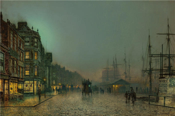 约翰·阿特金森·格里姆肖（John Atkinson Grimshaw，英国画家）高清作品-《利物浦之光》