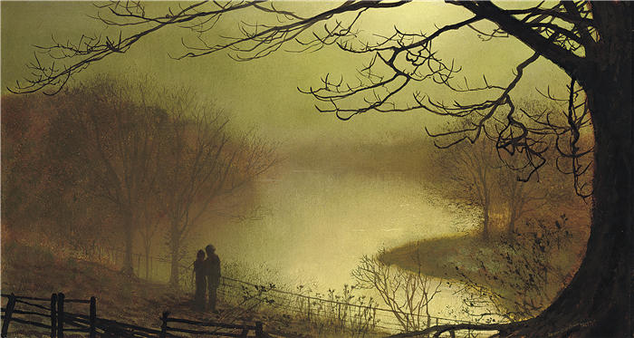 约翰·阿特金森·格里姆肖（John Atkinson Grimshaw，英国画家）高清作品-《朗德海湖 (1877)》
