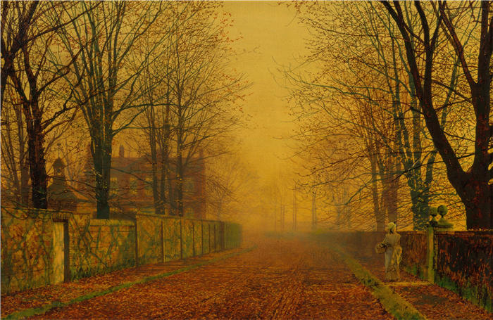 约翰·阿特金森·格里姆肖（John Atkinson Grimshaw，英国画家）高清作品-《晚霞》