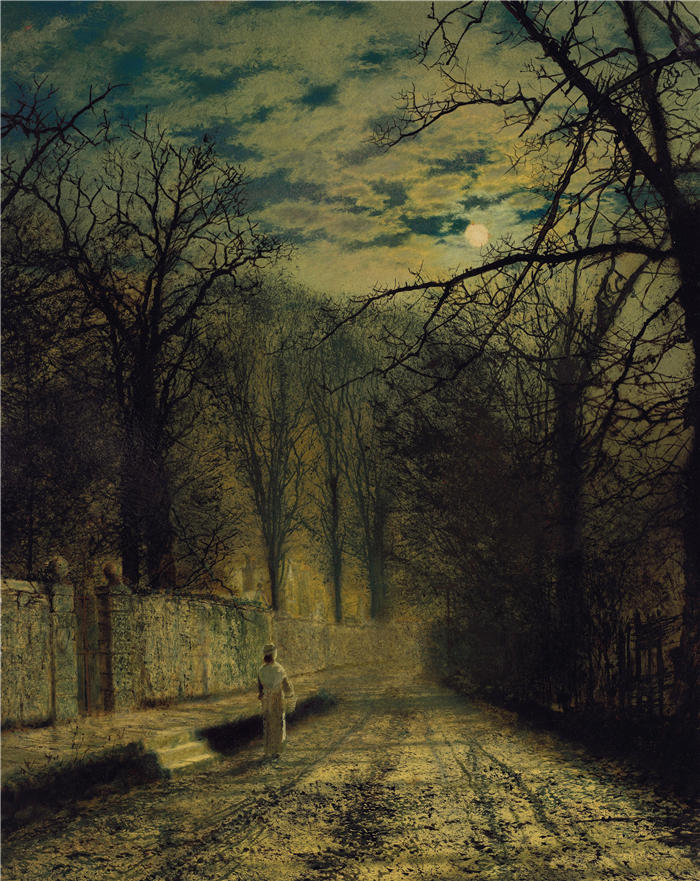 约翰·阿特金森·格里姆肖（John Atkinson Grimshaw，英国画家）高清作品-《月光街（1880）》
