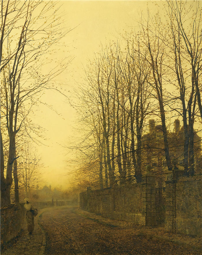 约翰·阿特金森·格里姆肖（John Atkinson Grimshaw，英国画家）高清作品-《晚秋（1886）》