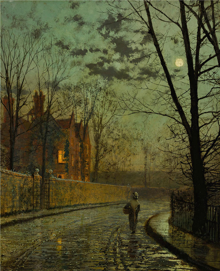 约翰·阿特金森·格里姆肖（John Atkinson Grimshaw，英国画家）高清作品-《淋浴后》