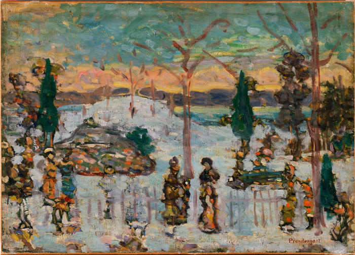 莫里斯·普伦德加斯特(Maurice Prendergast,美国画家)高清作品-《四月的雪》