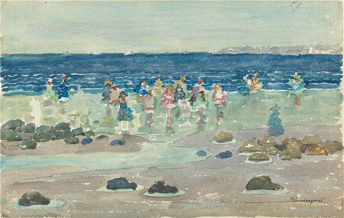 莫里斯·普伦德加斯特（Maurice Prendergast，美国画家）高清作品-《低潮 (1901)》