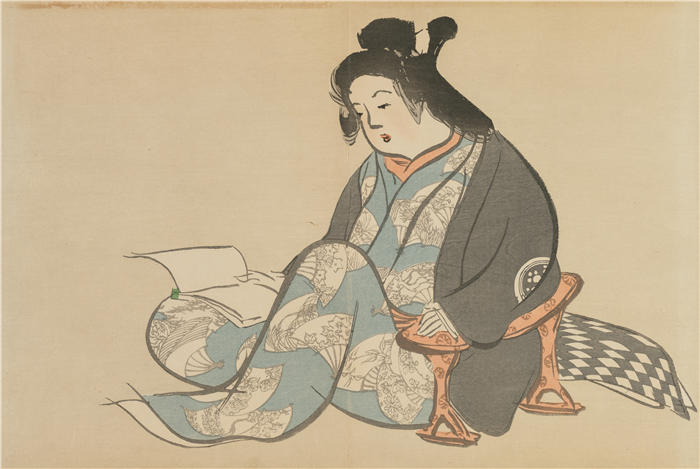 神坂雪佳(Kamisaka Sekka，日本画家)高清作品-《闲散（Tsurezure）（1909-1910）》