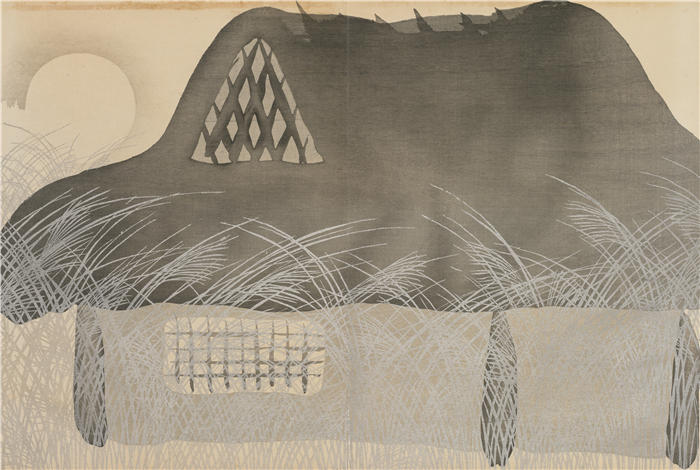 神坂雪佳(Kamisaka Sekka，日本画家)高清作品-《秋夜（Aki no yoru）（1909-1910）》