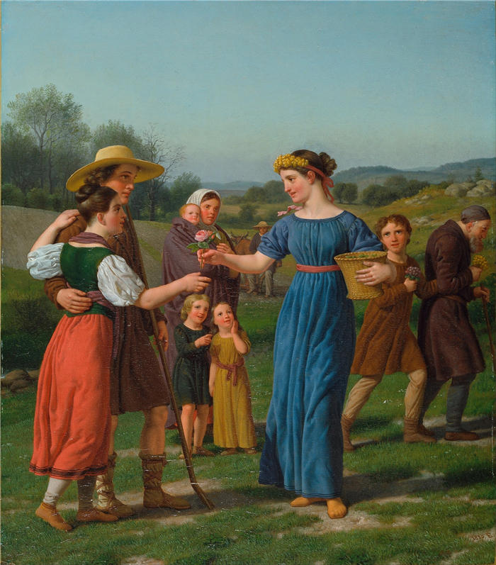 克里斯托弗·威廉·埃克斯伯格（Christoffer Wilhelm Eckersberg，丹麦画家）高清作品-“远方的少女”来自席勒的诗（1830 年）