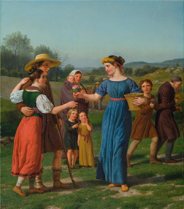 克里斯托弗·威廉·埃克斯伯格(Christoffer Wilhelm Eckersberg,丹麦画家)高清作品-“远方的少女”来自席勒的诗(1830 年)